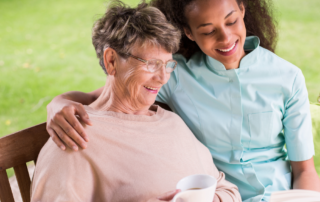 caregiver and client reading